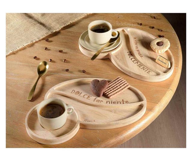 2 db Fa Tálaló Tányér Készlet 28 x 22 cm