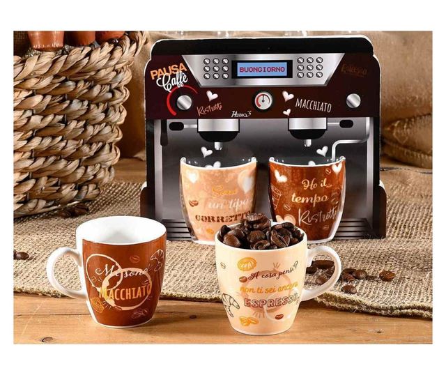 8 db kerámia csésze, többszínű, Ø5,5 cm x 6 cm M, 70 ml