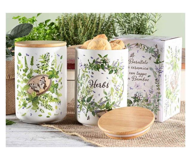 2 kerámia fűszertartó (10 cm átmérő x 15 cm magasság)