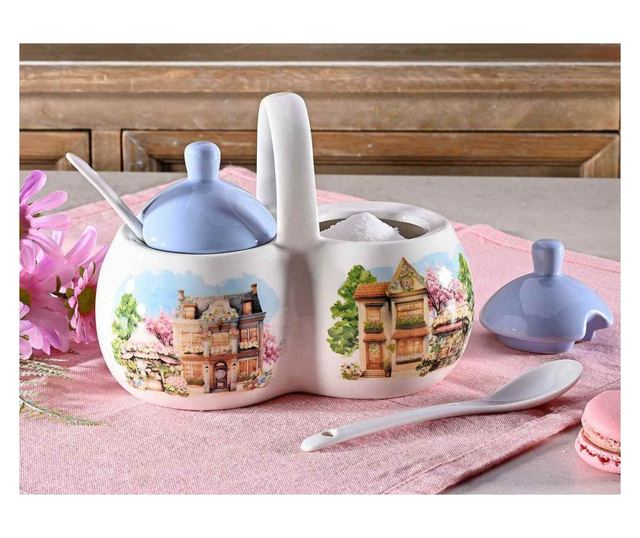 Dupla kerámia tál kanálokkal - Többszínű