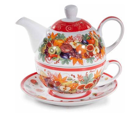 Set za čaj in skodelico, porcelan, večbarvni, 16 x 10,5 x 13,5 cm V