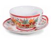 Teáskanna és csésze szett, porcelán, többszínű, 16 x 10,5 x 13,5 cm M