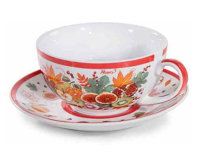 Teáskanna és csésze szett, porcelán, többszínű, 16 x 10,5 x 13,5 cm M