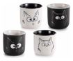 4 db Porcelán Macskás Bögre Készlet, 80 ml