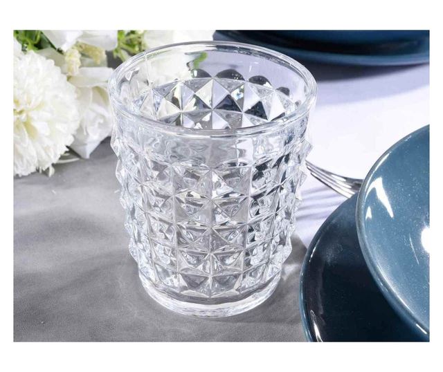 6 db-os üveg pohár készlet, 8,5 cm átmérő x 10 cm magasság, 250 ml