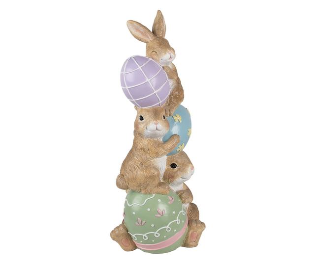 Kerámia húsvéti nyuszi figura, többszínű, 31x25x72 cm