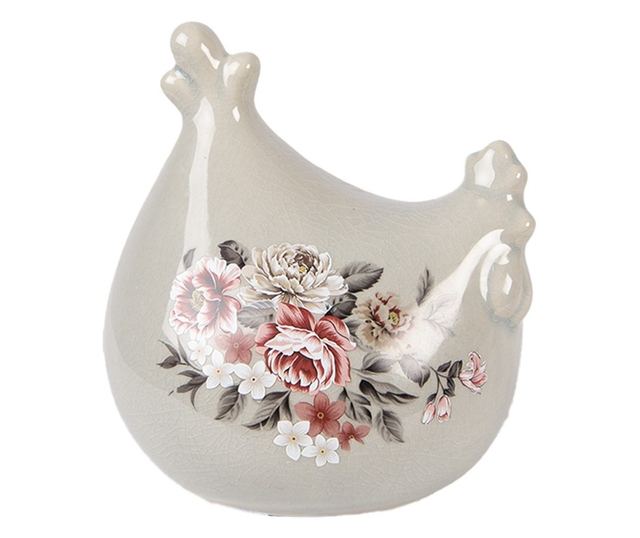 Többszínű kerámia tyúkfigura 12x11x13 cm