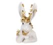 Húsvéti Nyuszi Figura, Arany és Fehér Polyresin, 21x20x34 cm