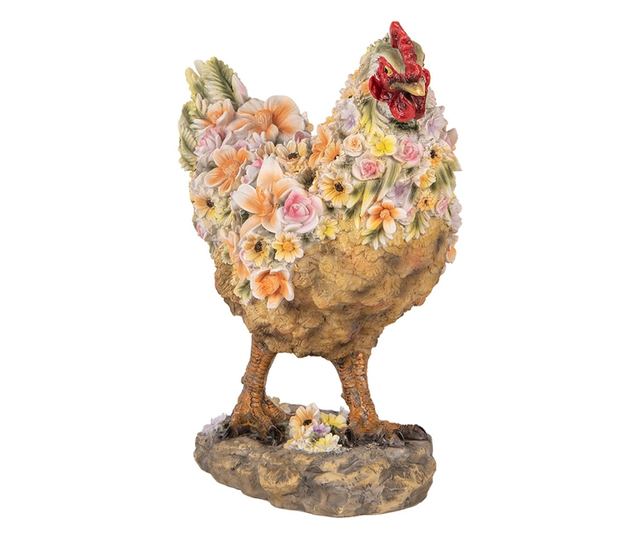 Többszínű polirezin csirke figura 27x16x31 cm