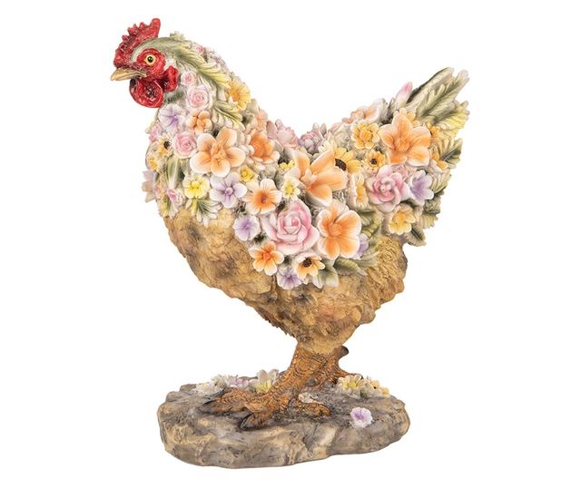 Többszínű polirezin csirke figura 27x16x31 cm