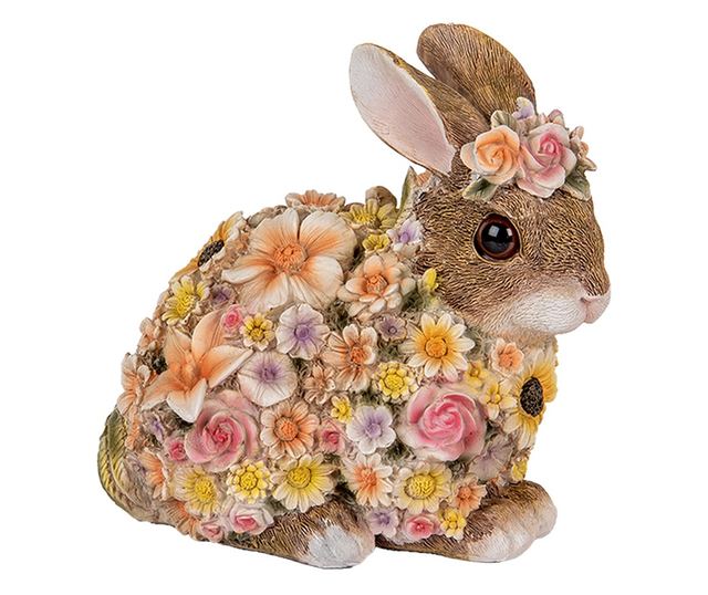 Többszínű polirezin nyuszi figura 19x12x18 cm