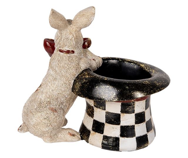 Húsvéti nyuszi figura, polystone, többszínű, 25x16x23 cm