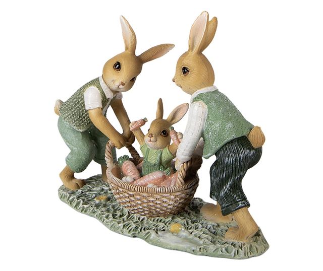 Boho többszínű polirezin húsvéti nyuszi figura 17x7x14 cm