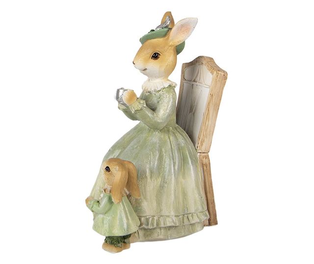 Többszínű polirezin húsvéti nyuszi figura 14x10x18 cm