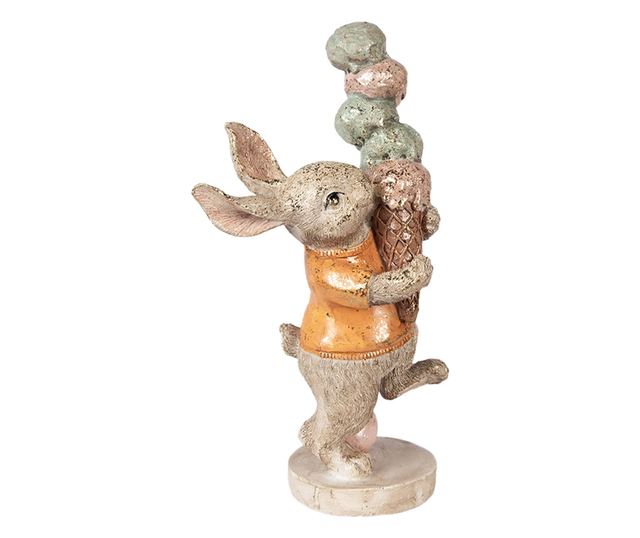 Húsvéti nyuszi figura, polystone, többszínű, 16x10x28 cm