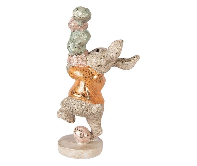 Húsvéti nyuszi figura, polystone, többszínű, 16x10x28 cm
