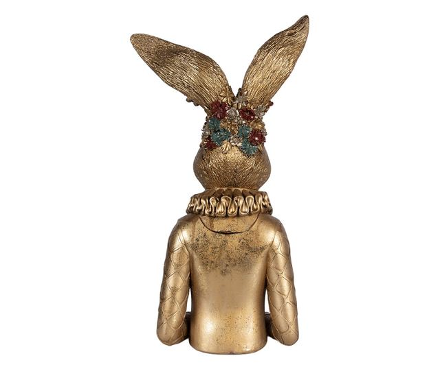Húsvéti Nyuszi Figura, Arany Polirezin, 27x17x49 cm