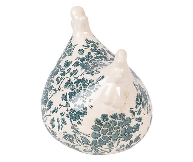 Kerámia Húsvéti Csirke Figura, Bézs Zöld, 12x11x13 cm