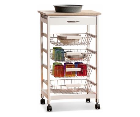 Cărucior servire mdf alb maro 47 x 37 x 82 h