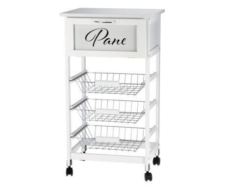 Cărucior servire mdf alb negru 47 x 37 x 85 cm