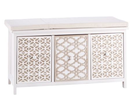 Bijela i smeđa drvena klupa - 80 x 35 x 42 cm