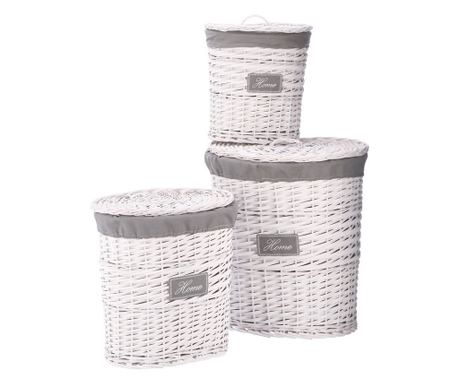 Set od 3 košare za rublje - Bijela/Siva