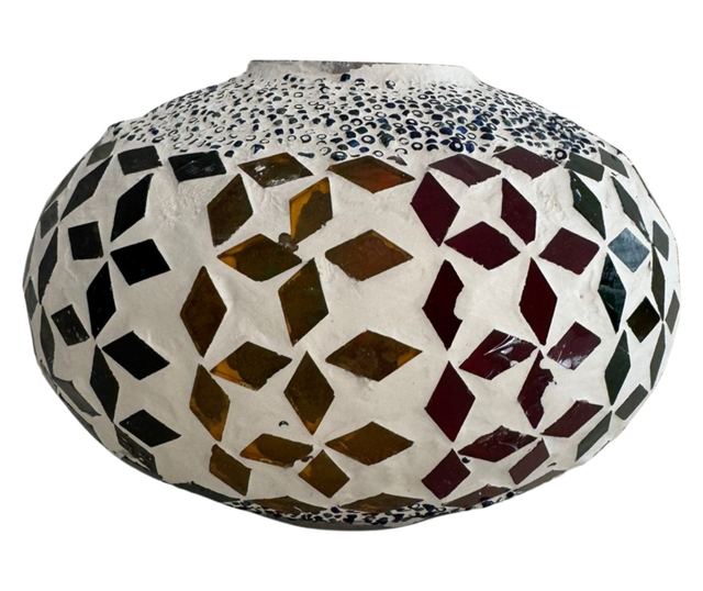 Squid Lighting asztali lámpa, kézzel készített színes mozaikkal és antikolt fém tartóval, 28 cm, Zahra