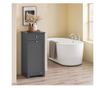 SoBuy fürdőszobabútor mosógépes szekrénnyel, szennyestartóval és fiókkal, szürke