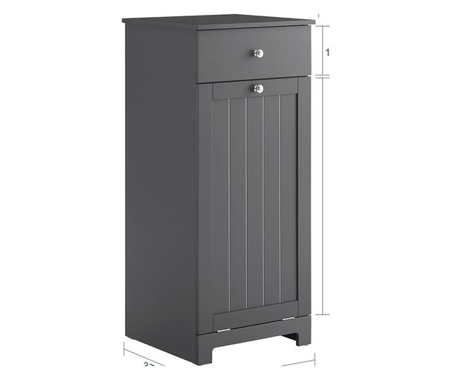 SoBuy fürdőszobabútor mosógépes szekrénnyel, szennyestartóval és fiókkal, szürke