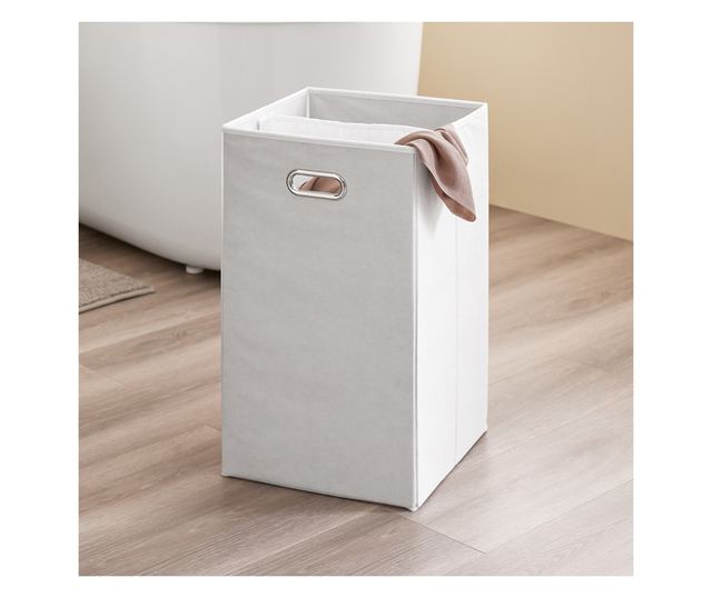 SoBuy fürdőszobabútor mosógépes szekrénnyel, szennyestartóval és fiókkal, szürke