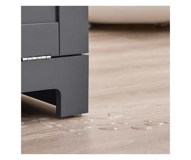 SoBuy fürdőszobabútor mosógépes szekrénnyel, szennyestartóval és fiókkal, szürke