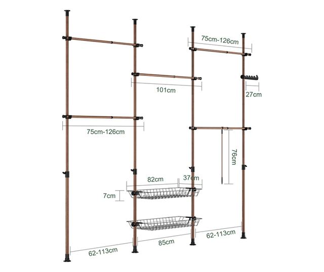 SoBuy állítható teleszkópos padlótartó szekrény, fa szemcsés, 65 kg teherbírású