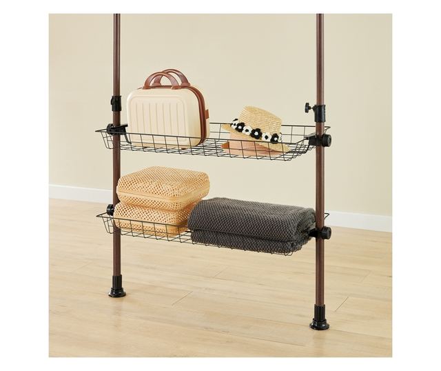 SoBuy állítható teleszkópos padlótartó szekrény, fa szemcsés, 65 kg teherbírású