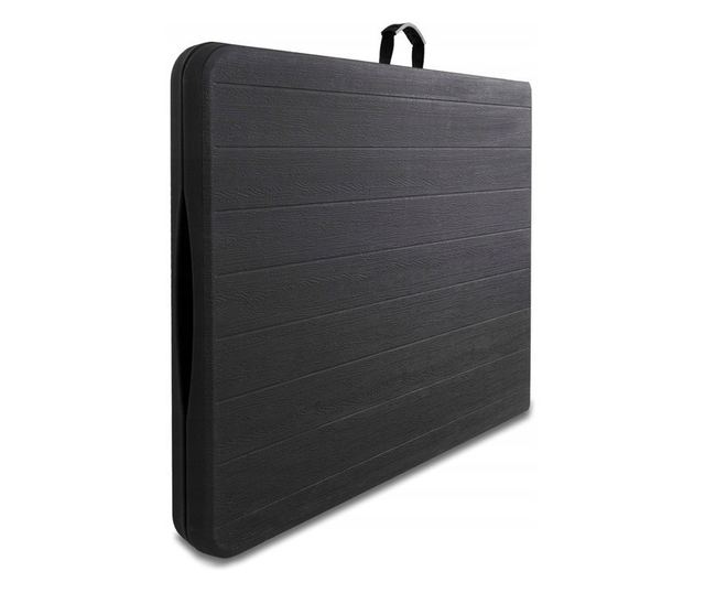 Fekete összecsukható asztal, kerti, kempingezéshez vagy horgászathoz, bőrönd stílusú, JollyMag, SC02BR, 70x180 cm