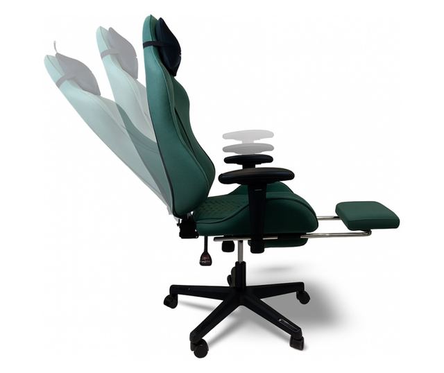 Zöld irodai szék lábtartóval és masszázspárnával, max. 150 kg, 74x116-127 cm, EvoChair JollyMag, KO45ZIE