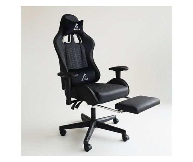 Fekete irodai szék lábtartóval és masszázspárnával, Max 150 kg, 74x116-127 cm, EvoChair JollyMag, KO45CZ