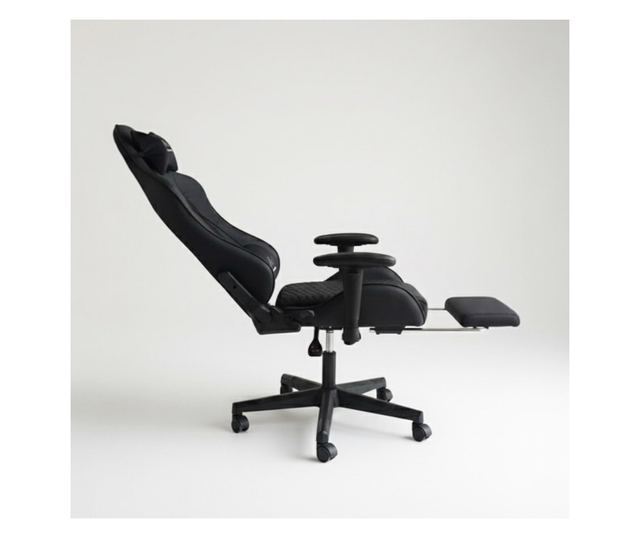 Fekete irodai szék lábtartóval és masszázspárnával, Max 150 kg, 74x116-127 cm, EvoChair JollyMag, KO45CZ