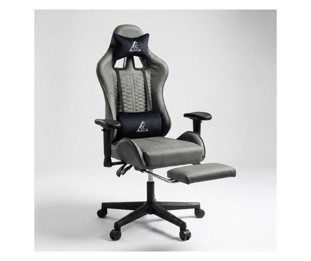 Szürke irodai szék lábtartóval és masszázspárnával, max. 150 kg, 74x116-127 cm, EvoChair JollyMag, KO45SZ