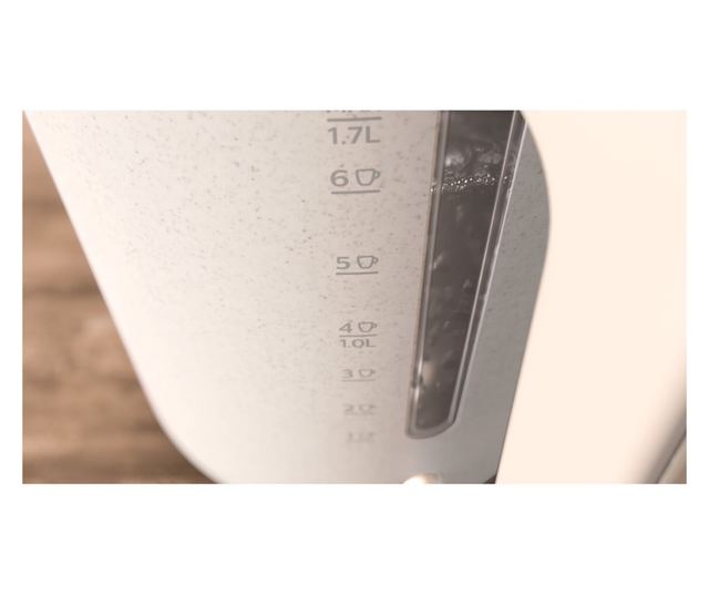 Elektromos vízforraló Philips HD9365/10 Conscious Collection, 2200 W, 1,7 l, Automatikus kikapcsolás, Vízkőszűrő, Matt fehér