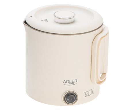 Електрическа кана за туризъм Adler AD 1388b, 650W, 0.8 л, Сваляем капак, Въртяща се основа, Бежов