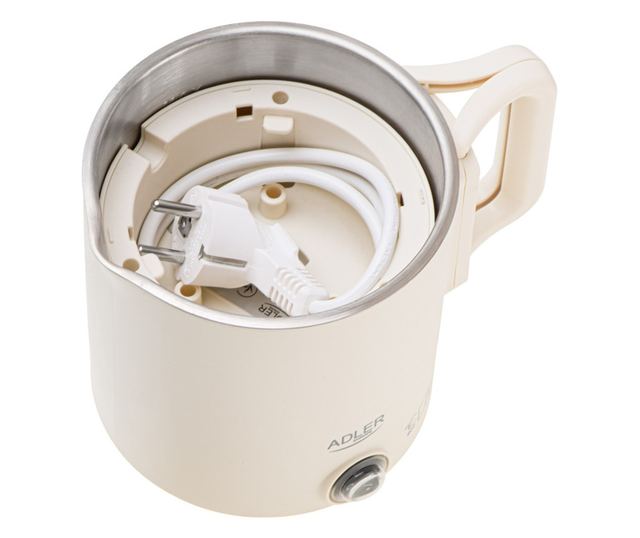 Elektromos vízforraló turizmushoz Adler AD 1388b, 650W, 0,8 l, Levehető fedél, Forgatható talp, Bézs