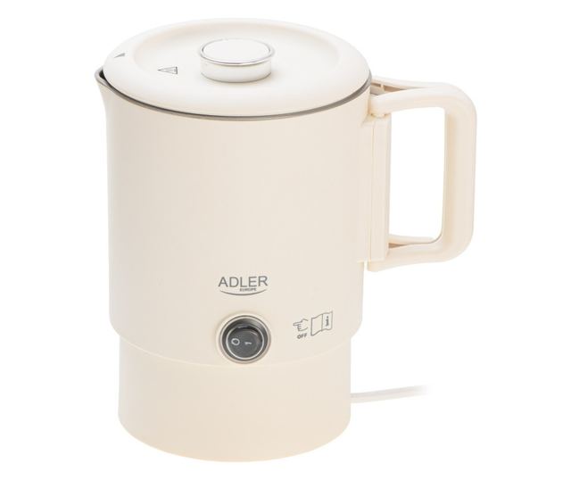 Elektromos vízforraló turizmushoz Adler AD 1388b, 650W, 0,8 l, Levehető fedél, Forgatható talp, Bézs