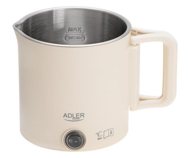 Elektromos vízforraló turizmushoz Adler AD 1388b, 650W, 0,8 l, Levehető fedél, Forgatható talp, Bézs