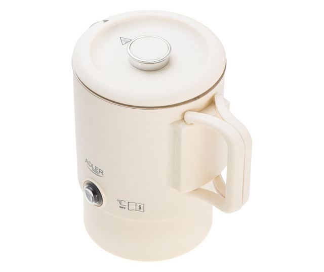 Elektromos vízforraló turizmushoz Adler AD 1388b, 650W, 0,8 l, Levehető fedél, Forgatható talp, Bézs