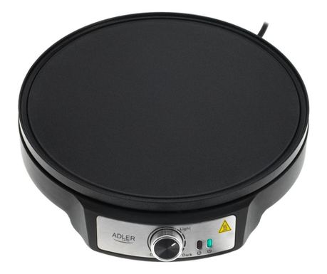 Adler AD 3093 Μηχανή για τηγανίτες, 1600W, 30 cm, Συμπεριλαμβάνονται σκεύη, Μαύρο/Ανοξείδωτο Ατσάλι