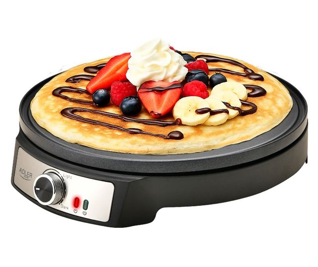 Adler AD 3093 Palacsintasütő, 1600 W, 30 cm, Eszközök mellékelve, Fekete/Rozsdamentes acél