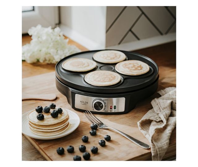 Adler AD 3093 Palacsintasütő, 1600 W, 30 cm, Eszközök mellékelve, Fekete/Rozsdamentes acél