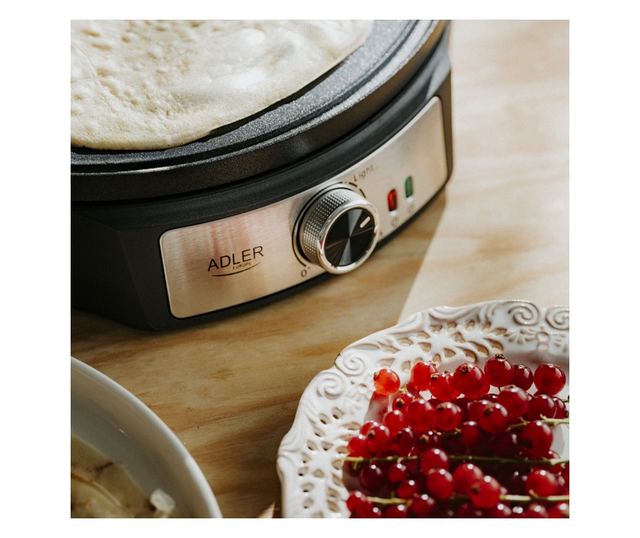 Adler AD 3093 Palacsintasütő, 1600 W, 30 cm, Eszközök mellékelve, Fekete/Rozsdamentes acél