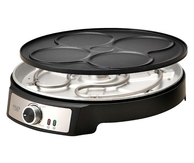 Adler AD 3093 Palacsintasütő, 1600 W, 30 cm, Eszközök mellékelve, Fekete/Rozsdamentes acél