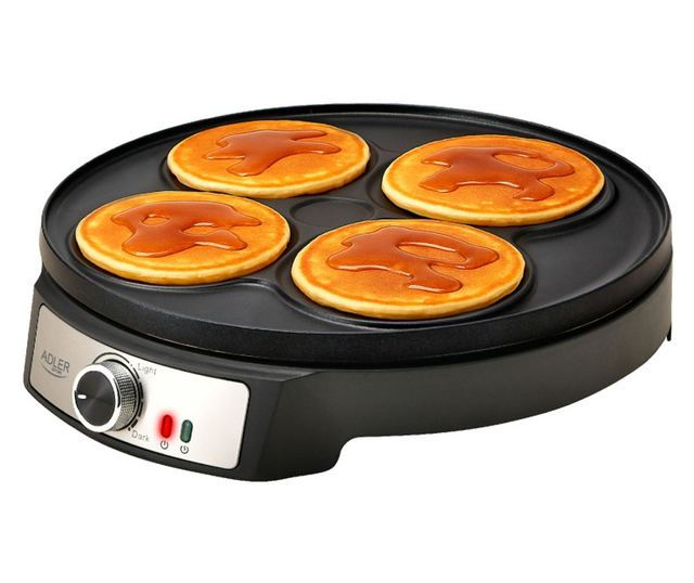 Adler AD 3093 Palacsintasütő, 1600 W, 30 cm, Eszközök mellékelve, Fekete/Rozsdamentes acél